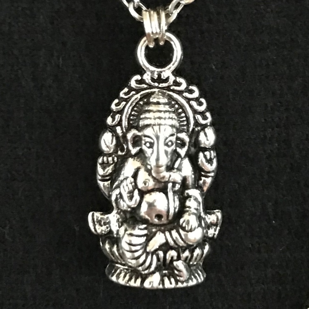 Hindu Ganesha & Shiva Handmade 2-Layer Silver Necklace - Picture 3 of 15